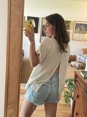 Silk Vintage Back Button Short Sleeve Top